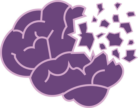 Shattered Brain Vector Concept for Alzheimer's, Dementia, and Memory Loss Awareness