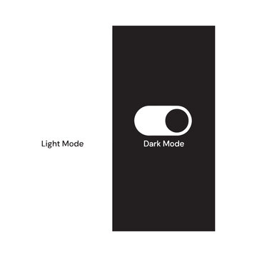 Toggle switch icon with dark and light mode labels against a white background