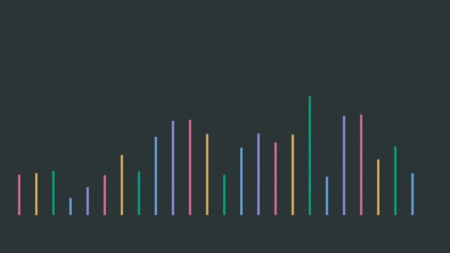 Dynamic motion of colorful bar graphs illustrating data analysis and digital visualization.
