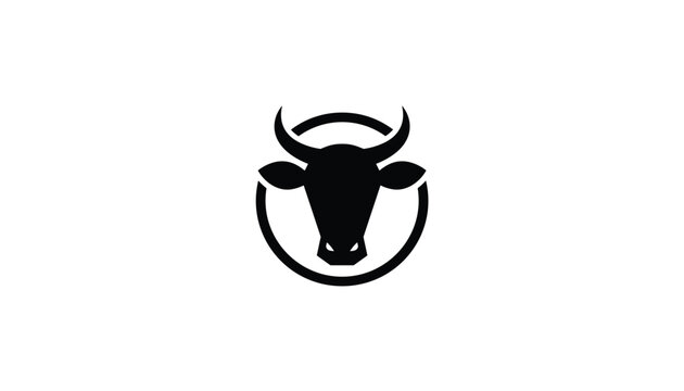Powerful bull or steer head logo in solid black silhouette enclosed within a circular emblem frame on a white background.