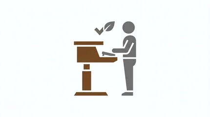 Fototapeta premium Height-adjustable standing desk icon promoting dynamic posture and office wellness.