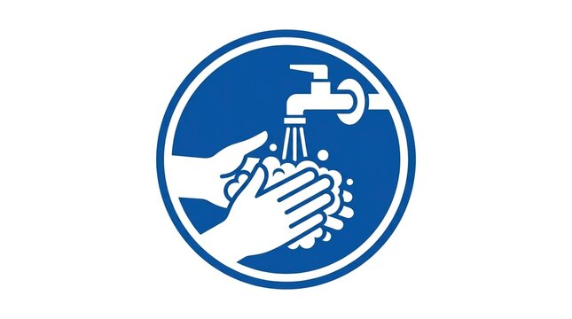 Hand washing icon promoting workplace hygiene and the prevention of germ spread.