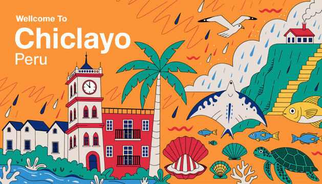 Welcome to Chiclayo, Peru - Vibrant Cityscape Illustration