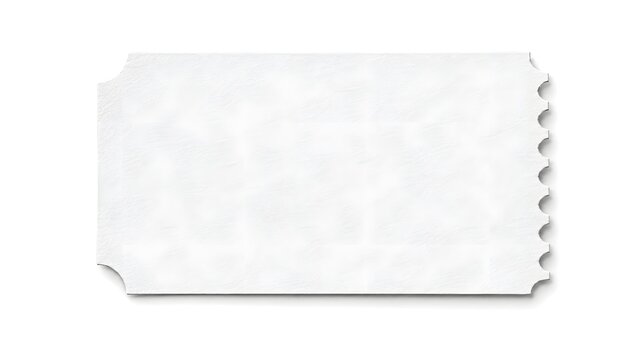Set of blank white paper tickets with perforated edges and textured surface isolated on white background for design mockup