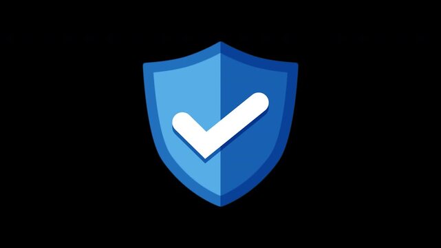 Blue Shield with Checkmark Icon Animation, Security Protection Motion Graphics