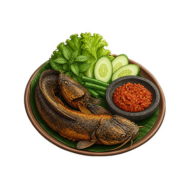 Pecel Lele (Fried Catfish served with sambal)