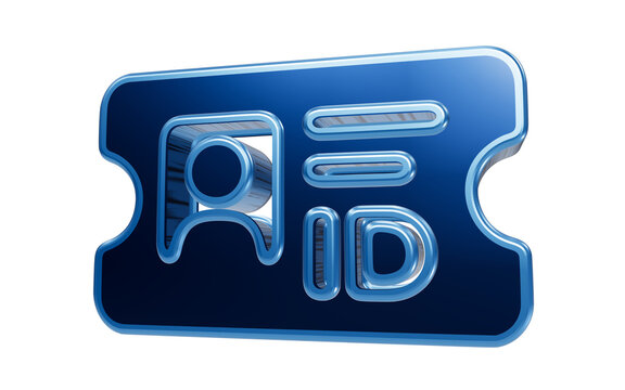 Blue ID Card Icon: A sleek, metallic blue ID card icon, rendered in 3D, signifies identification and access in a digital or physical context.