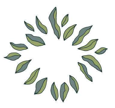 Circular Botanical Foliage Wreath Motif
