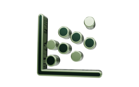 Abstract Data Points: A metallic representation of data points scattered around a graph axis, symbolizing data analysis, trends, and abstract information.