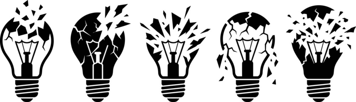 Broken light bulb icons