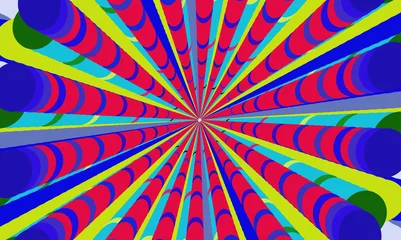 Fototapete 3D Colorful Abstract 3D Radial Tunnel with Vibrant Geometric Beams  © Nazish