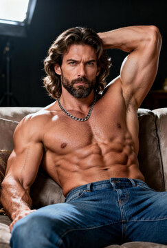 Handsome muscular man with salt and pepper hair, billionaire mafia dark romance book cover