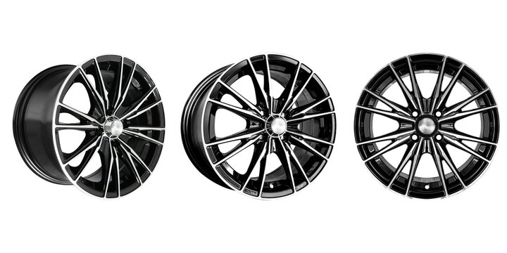 Car Wheel , Alloy Wheel Photo set Isolated on transparent Background.