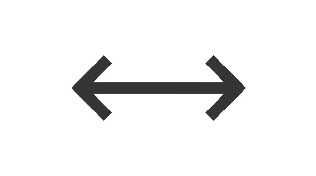 Horizontal double headed arrow icon on transparent background