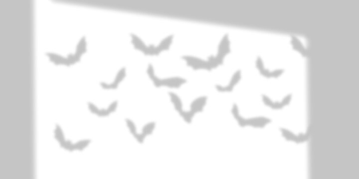 Soft gray shadows of flying bats on a white wall isolated on transparent background