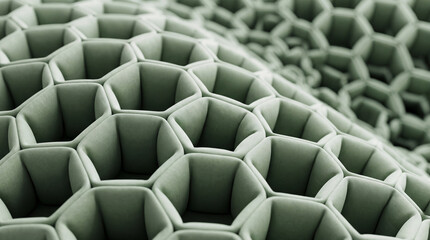 Obraz premium Inflated honeycomb cells in sage green create soft, geometric with calming and organic feel
