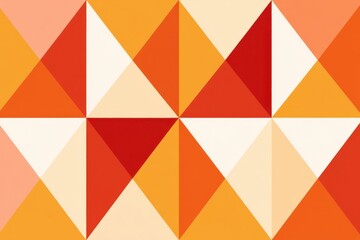 Fototapeta premium Geometric pattern with triangles and diamonds in warm orange red and cream tones