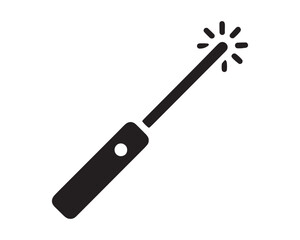Fototapeta premium Black silhouette of a magic wand with sparkling stars on a white background
