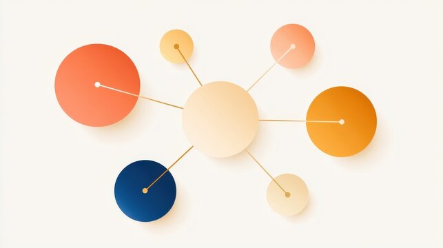 Abstract mind map infographic with central empty node and colorful connected circles