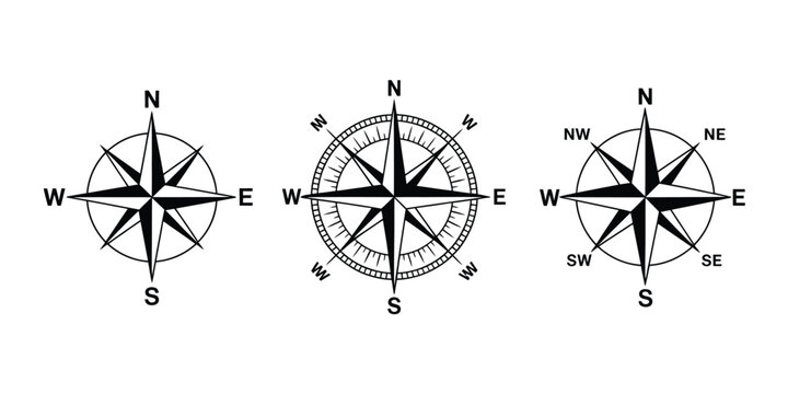 Vintage compass wind rose, nautical navigation symbols for travel maps marine adventure retro branding and commercial design projects today