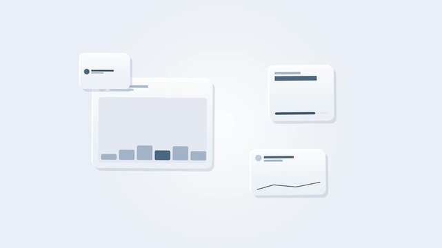 Dashboard with seven bar chart bars on left and line graph card