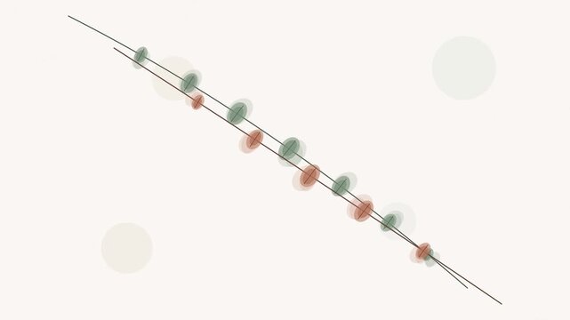 Diagonal lines with alternating green and red circles