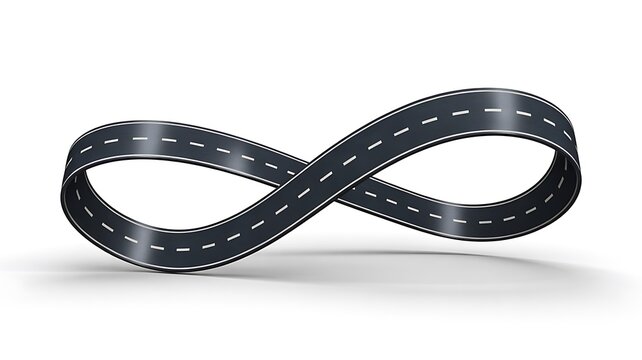 Infinity shaped road symbol representing continuous travel, connection and endless movement