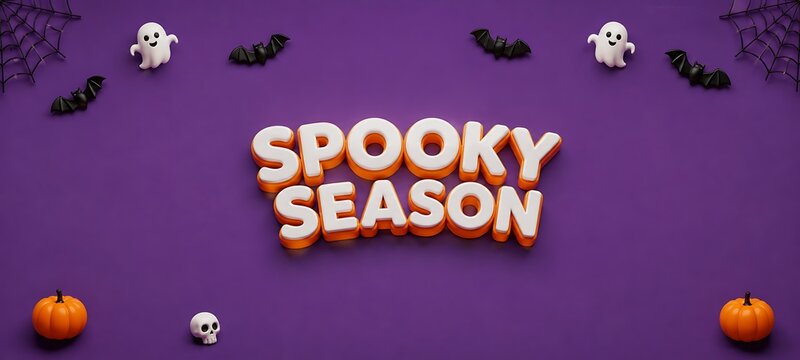 Spooky season halloween pumpkins bats and witch hats