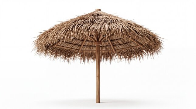 A tropical straw beach umbrella for sun protection