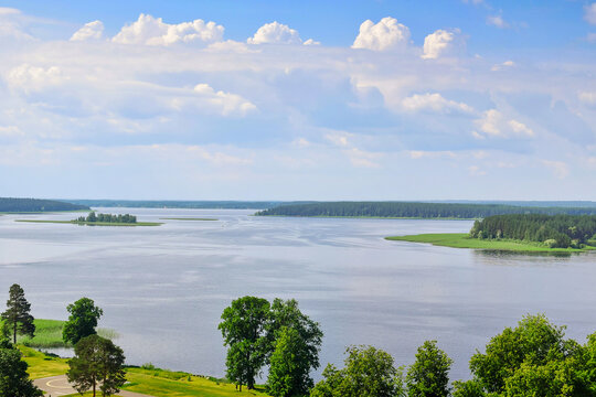 Beautiful landscape of Lake Seliger on a summer day, Tver region of Russia