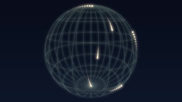 3D global data network with glowing nodes and interconnected digital grid lines