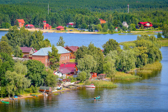 Fishing village and recreation center on the shores of Lake Seliger, Tver region of Russia