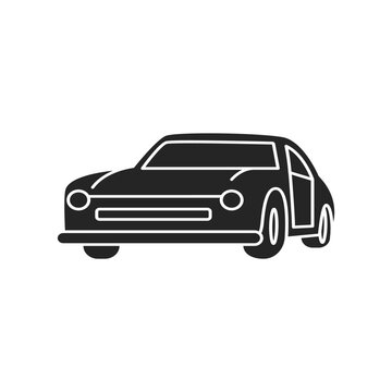 Classic vintage car icon black silhouette vector illustration isolated on white background for transportation design projects