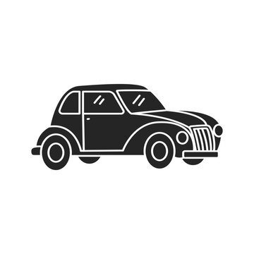 Classic vintage retro car vector icon isolated on white background for automotive design and branding