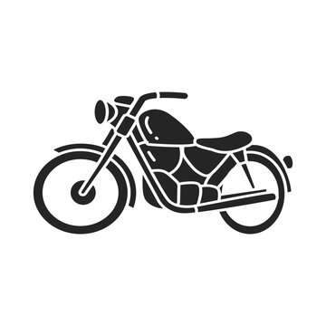 Vintage motorcycle silhouette icon vector graphic for biker culture travel adventure and retro automotive transportation