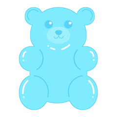 Fototapeta premium Cute single blue gummy bear isolated on transparent background sweet jelly candy