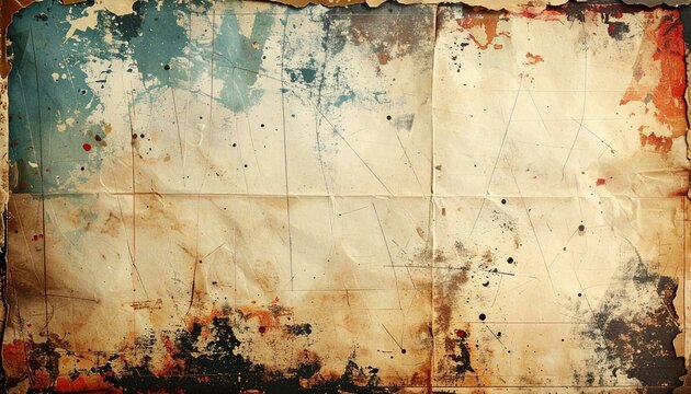 Distressed photocopy paper texture with stains, scratches and faded print marks, vintage grunge background, analog photocopy effect