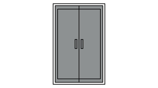 Modern flat design vector illustration of a simple double door wardrobe with handles, isolated on white background