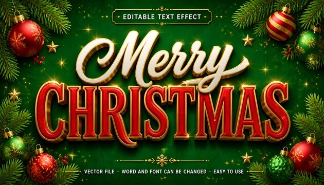 Merry christmas editable text effect