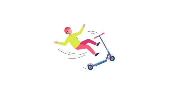 Person falling off a kick scooter illustration on white background