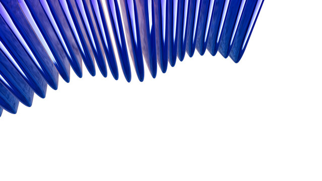 Abstract blue accordion bellows texture isolated on a clean white background