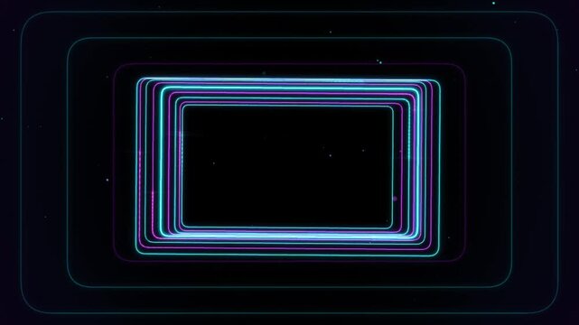 Neon Blue Rounded Rectangle Frame Overlay Background