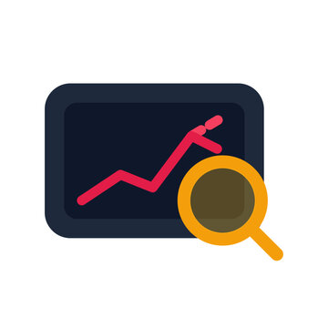 Predictive Analytics Chart Magnifying Glass Flat Icon