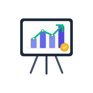 Business Growth Chart on Easel with Success Checkmark
