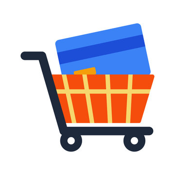 Online Shopping Cart with Credit Card Payment Icon