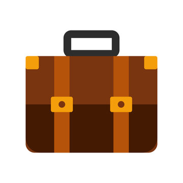 Isolated Flat Design Brown Briefcase Vector Icon