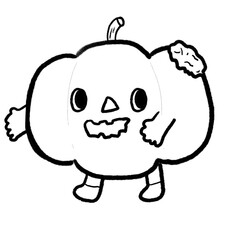 Fototapeta premium Hand drawn pumpkin Halloween illustration coloring outline 