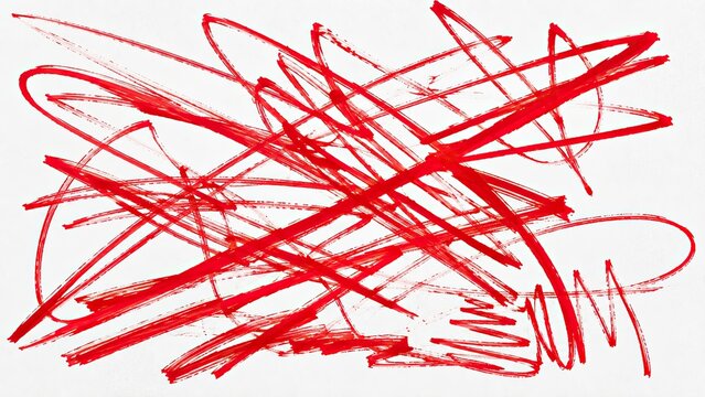 Messy Red Pencil Scribbles With Layered Angular Gestures On White Paper. Expressive Paper Background Texture For Posters Branding And Editorial Design