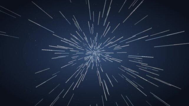 Warp speed hyperspace starfield flight seamless loop in deep cyan tones