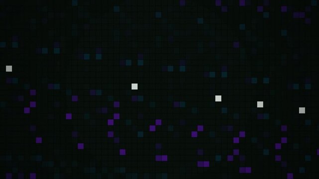 Abstract digital light particles in motion with blue and purple hues against a dark background